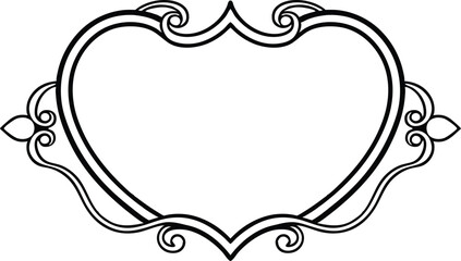 vintage frame with heart on transparent background