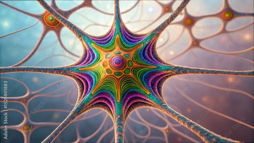 Aufkleber Vibrant Visualization of Altered Perception in Neural Structures
