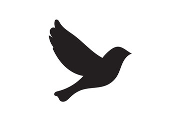 Flying Bird Silhouette on White Background

