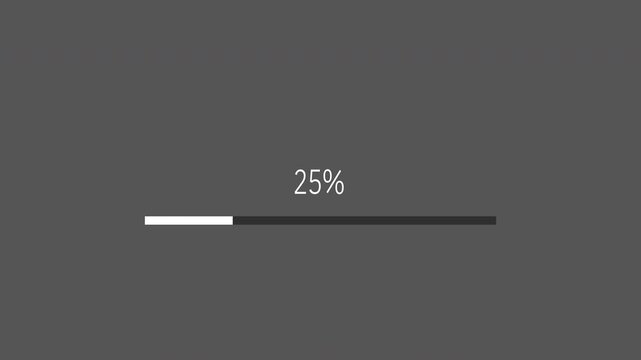Loading countup from zero to 100 percent with a loading  stroke and white number and gray background
