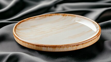 Obraz premium Elegant Ceramic Plate, Brown Rim
