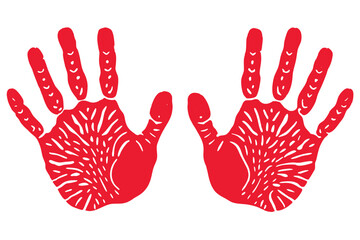 Red Handprints on White Background
