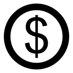 Finance icon of a coin with dollar symbol inside circle