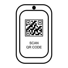 Outline icon of QR code scanner for digital payment