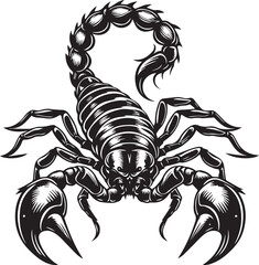 Black and White Scorpion Vector Illustration – Aggressive Insect Tattoo Design