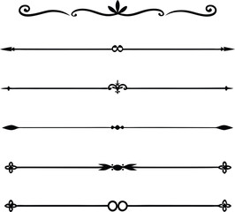 Ornate Dividers Set Collection of Detailed Black Decorative Lines on White Background