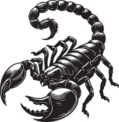 Black and White Scorpion Vector Illustration – Aggressive Insect Tattoo Design