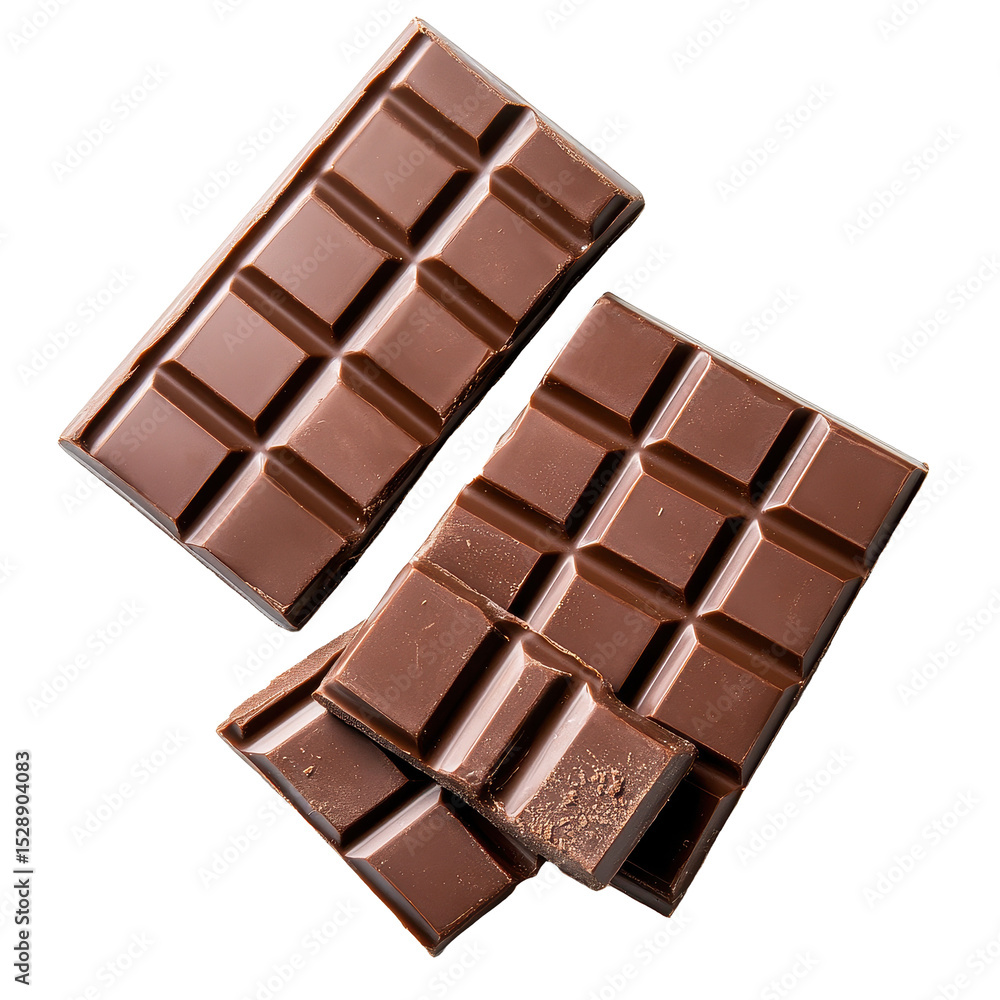 Poster chocolate bars displayed on a clean white background capturing delicious textures and rich cocoa fla