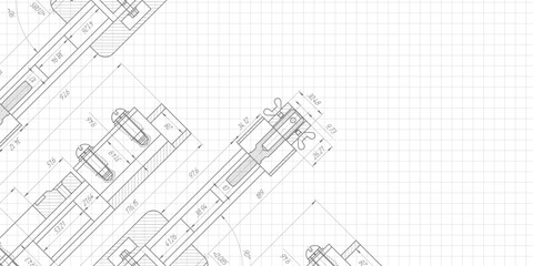 Engineering education. Technology background. Technical drawing .Vector illustration.