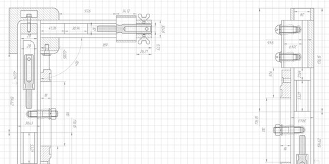 Engineering education. Technology background. Technical drawing .Vector illustration.