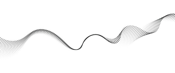 Flowing Dot Wave halftone gradient pattern on transparent background	
