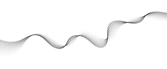 Flowing Dot Wave halftone gradient pattern on transparent background	
