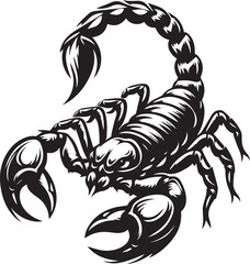 Black and White Scorpion Vector Illustration – Aggressive Insect Tattoo Design