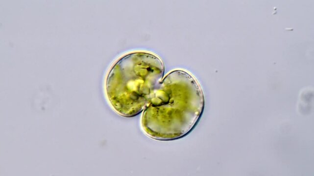 Microalgal under microscope, Cosmarium algae 