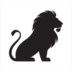 Majestic Sitting Lion Silhouette Icon – Wild Animal Vector Design