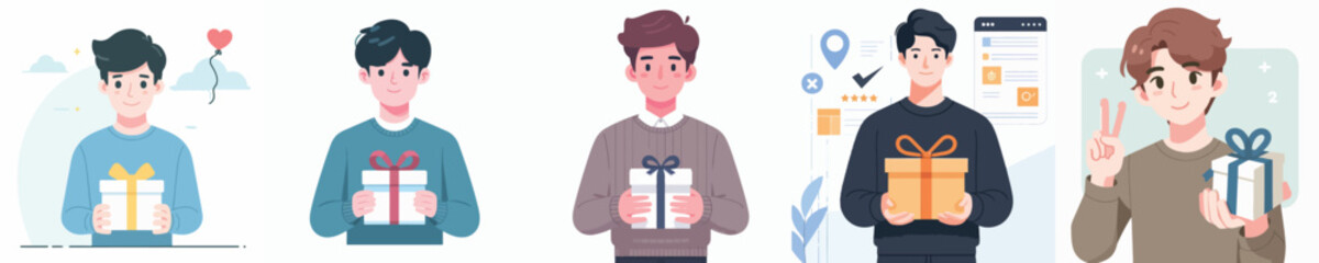 vector character holding gift