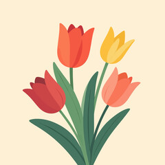 Bright Tulips Bouquet in Warm Colors