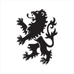 Heraldic Lion Silhouette Icon – Standing Roaring Lion Vector Emblem