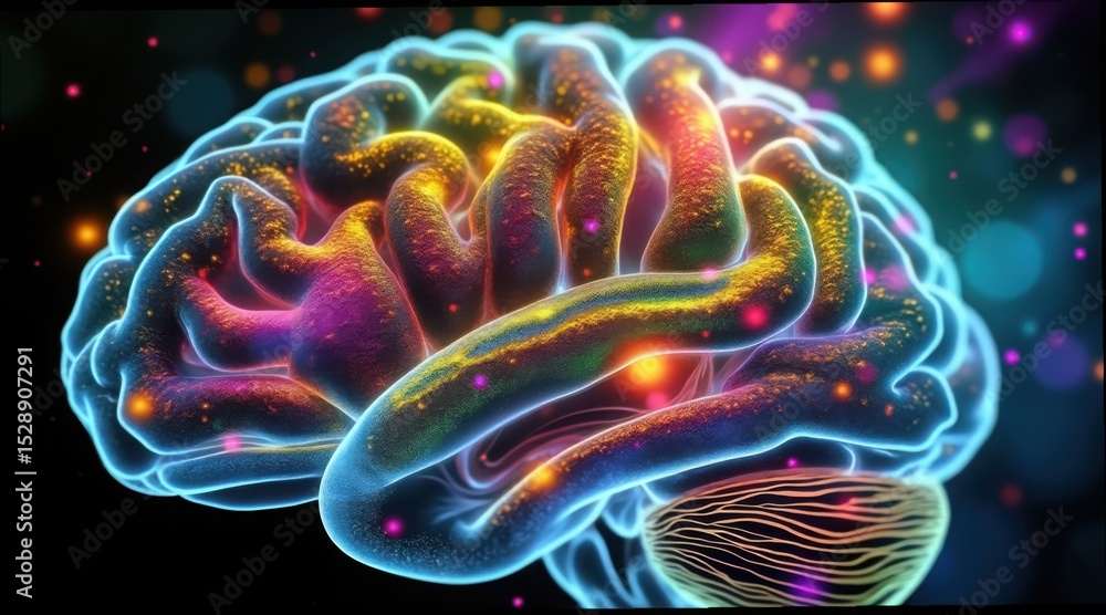 Aufkleber colorful detailed brain scan with distorted gigapixel effect
