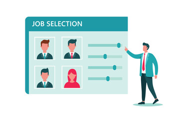 Flat Illustration Streamlining Job Selection Process - A Visual Guide to Candidate Evaluation and Hiring Decisions