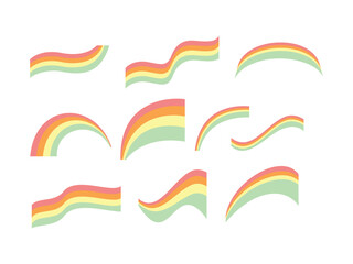 Obraz premium Collection of Colorful Wavy Rainbow Arcs and Ribbons
