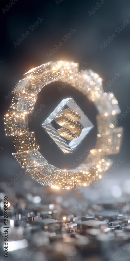 Poster glowing blockchain ledger tokenization investment finance cryptocurrency abstract fu
