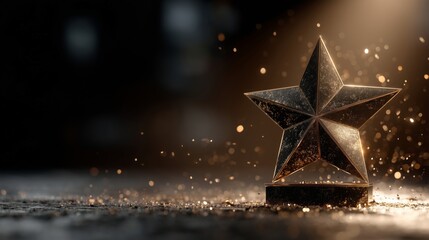 Golden Star on Dark Background
