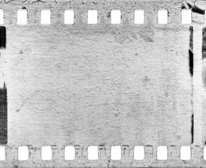Blank vintage film negative frame with perforations