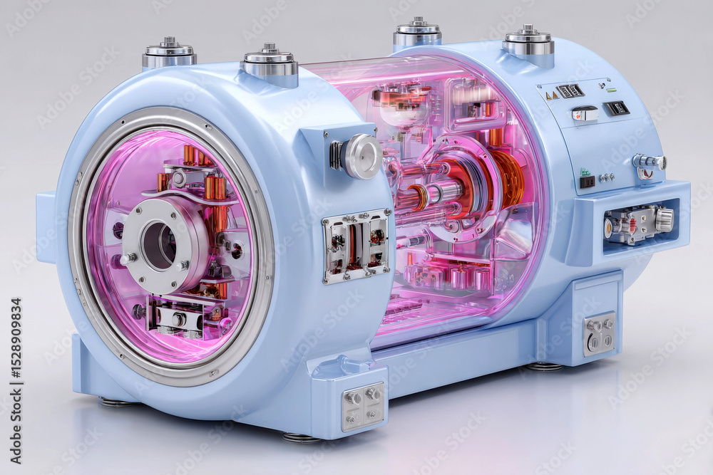 Poster futuristic machine with glowing elements and intricate design