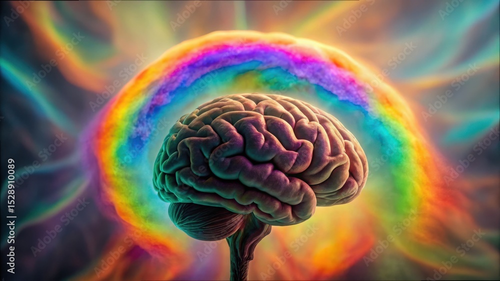 Poster Colorful Brain Effect with Vibrant Colors and Dynamic Background