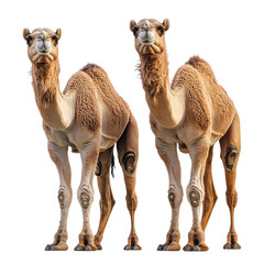Two camels isolated on transparent background.