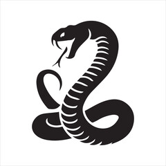 Coiled Cobra Snake Silhouette Icon – S-Shaped Venomous Serpent Vector Design