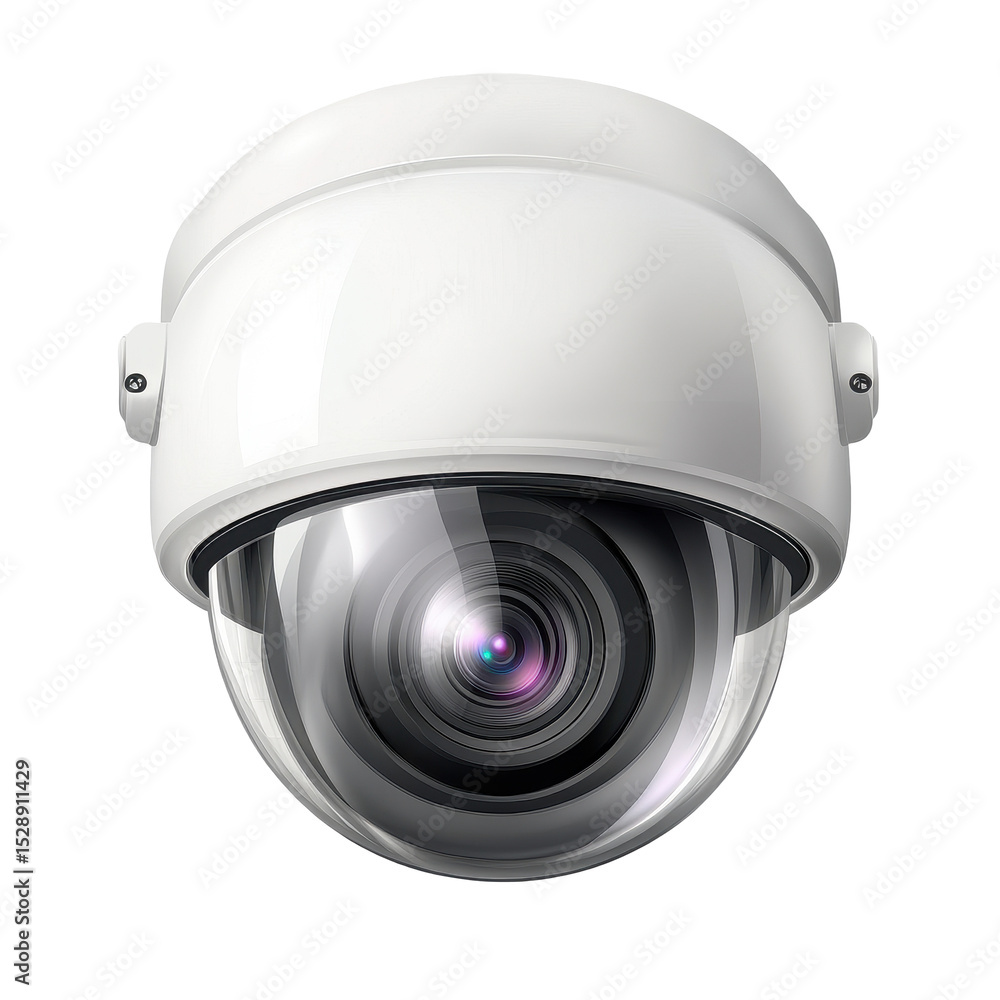 Poster surveillance camera isolated on transparent background for security technology and monitoring applic