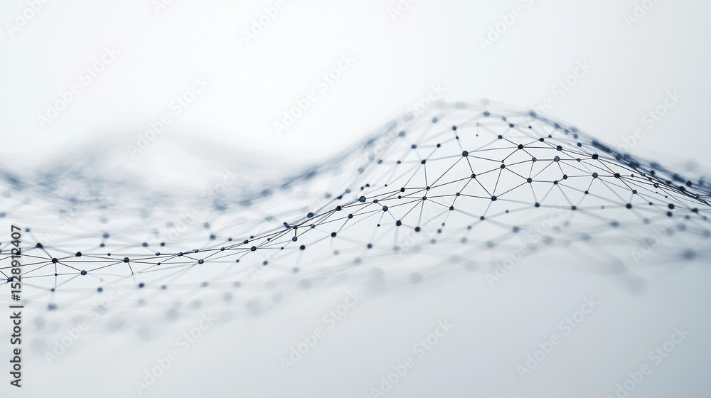 Poster digital neural web of interconnected nodes on white background representing ai and connectivity