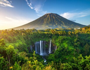Semeru mountain with Tumpak Sewu waterfall
