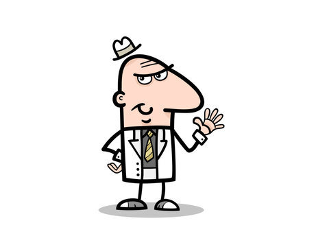 Cartoon businessman waving goodbye illustration