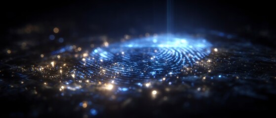 Glowing Fingerprint  Biometric Security  Abstract Digital Art