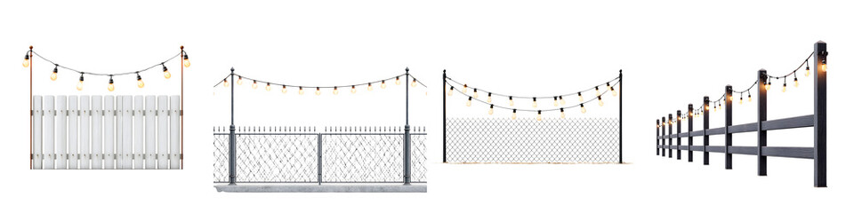 Naklejka premium Fences gates and railings with outdoor lighting
