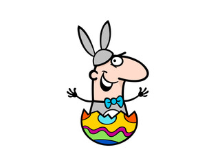 Happy easter bunny man cartoon illustration