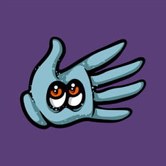 Hand with eyes cartoon vector illustration