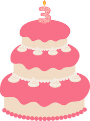 Birthday Cake with Candle Shape Number