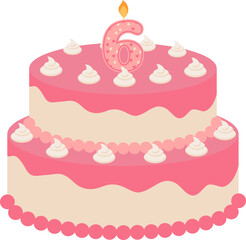 Birthday Cake with Candle Shape Number