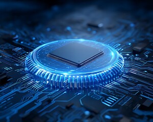 icy blue electric wireless charger with frozen circuit lines abstract cold glow theme stylized electronics mockup