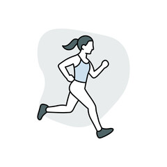Flat-style illustration of a woman jogging in athletic gear. The design uses soft colors and clean lines, perfect for fitness apps, health blogs, or workout themes