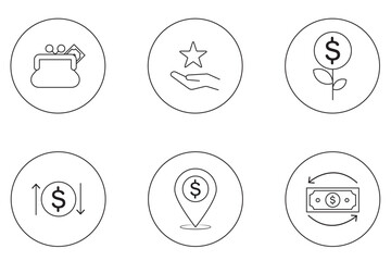 set of money thin line icon. money management set .  finance icon collections. eps 10 