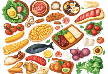 set of foods vector art
