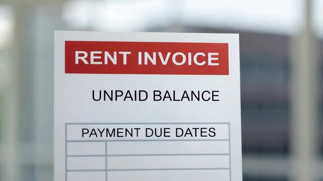 Loan living pay concept. A document showing a rent invoice with a notice of unpaid balance and a table for payment due dates.