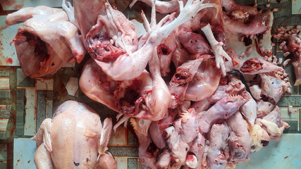 Fresh Raw Chicken in Traditional Market