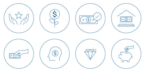 E-commerce and Payment Vector Graphics . money icon set. containing cash, saving, wallet, transfer, withdraw icons.  
