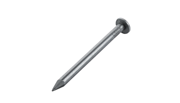 Single metal nail close up